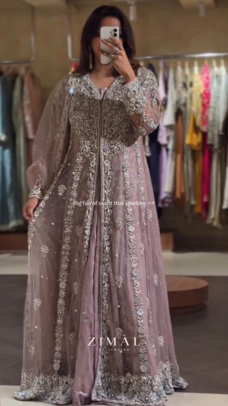 Enchanting Mauve Embellished Anarkali & Jacket Ensemble β Occasion Wear - Image 4