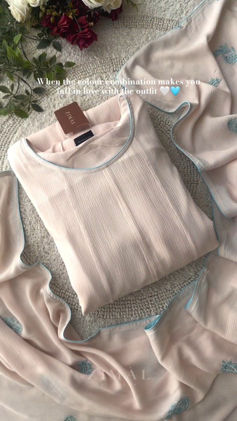 Ethereal Blush & Azure Embellished Kurta Set - Image 2