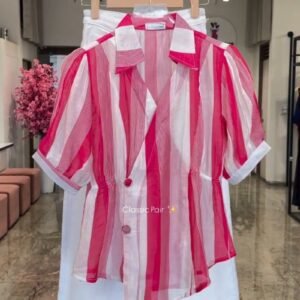 Versatile Striped Collared Shirt & Trousers Co-ord Set – Available in Fuchsia, Sunshine Yellow & Royal Blue