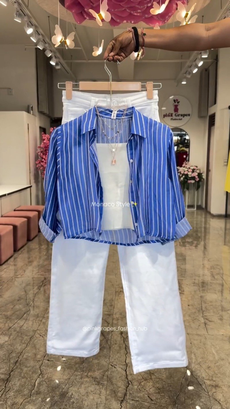 Monaco Breeze Striped Shirt and Trouser Co-ord Set โ Available in Pink, Blue, Orange & Olive - Image 3