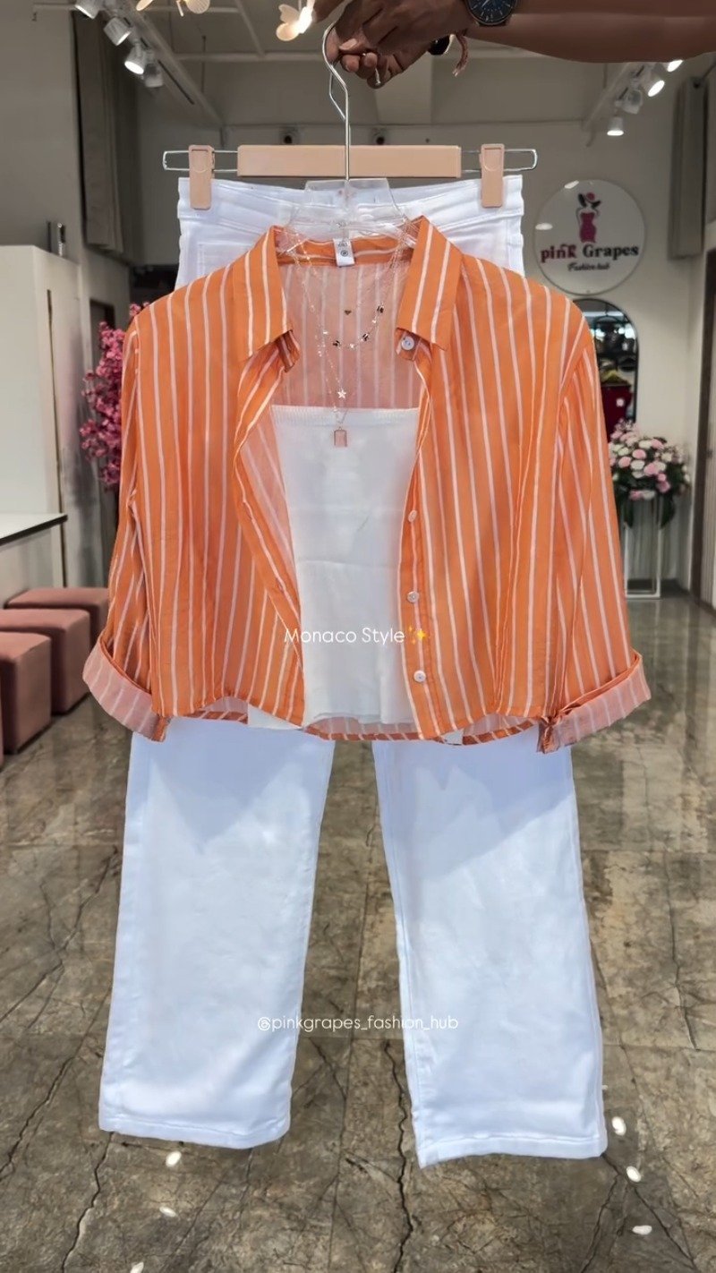 Monaco Breeze Striped Shirt and Trouser Co-ord Set โ Available in Pink, Blue, Orange & Olive - Image 4