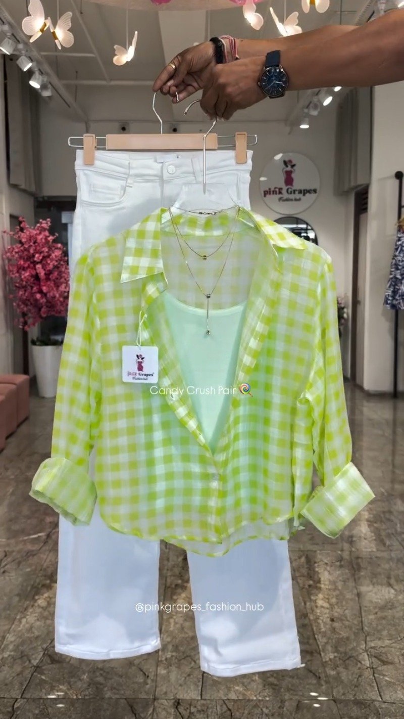 Candy Crush Gingham Co-ord Set โ Available in Lime, Pink, Sky Blue, and Lemon Yellow