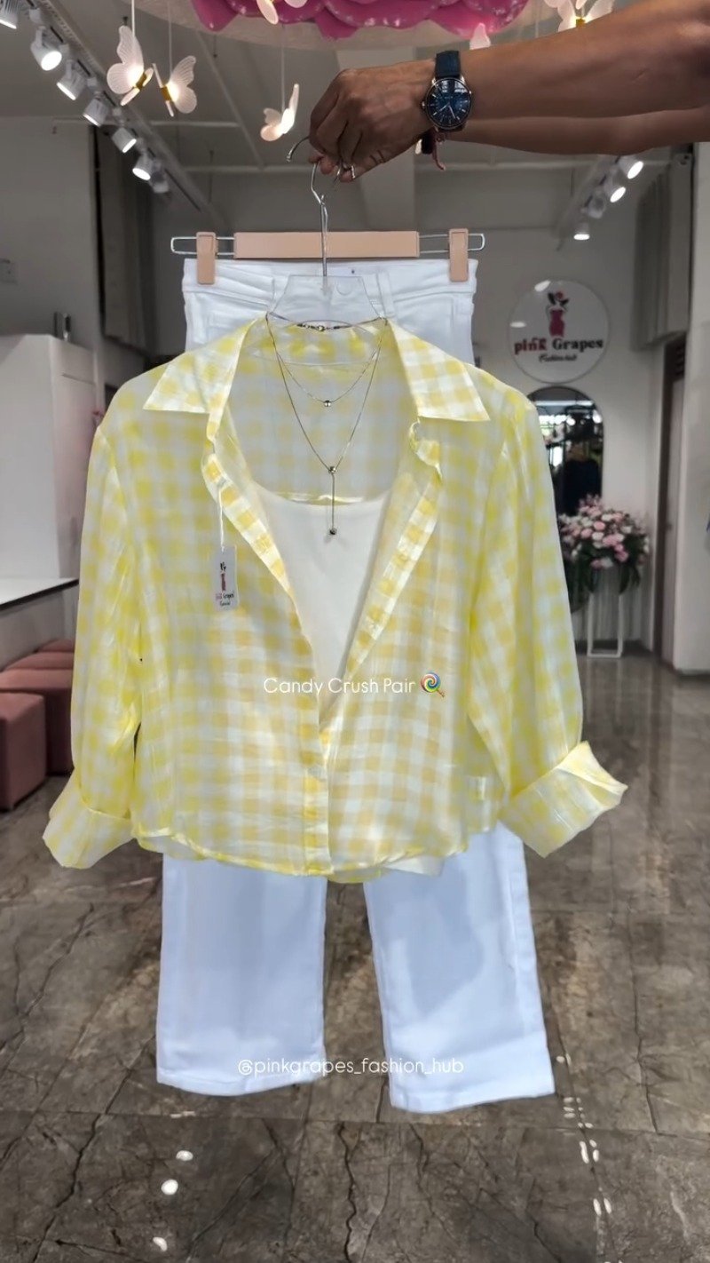 Candy Crush Gingham Co-ord Set โ Available in Lime, Pink, Sky Blue, and Lemon Yellow - Image 5