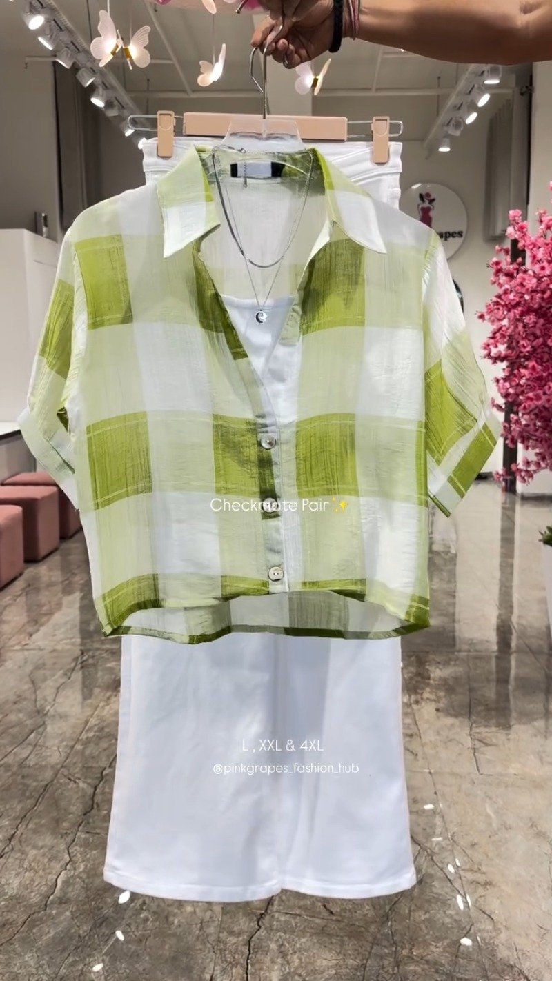 The Checkmate Co-ord Set โ Available in Brown, Pink, Green & Blue - Image 3
