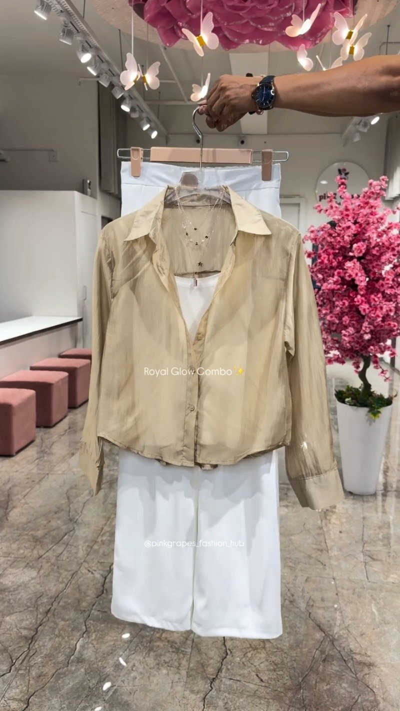 Royal Glow Organza Shirt & Pant Co-ord Set β Available in Pink, Beige, Blue & Sage Green - Image 2