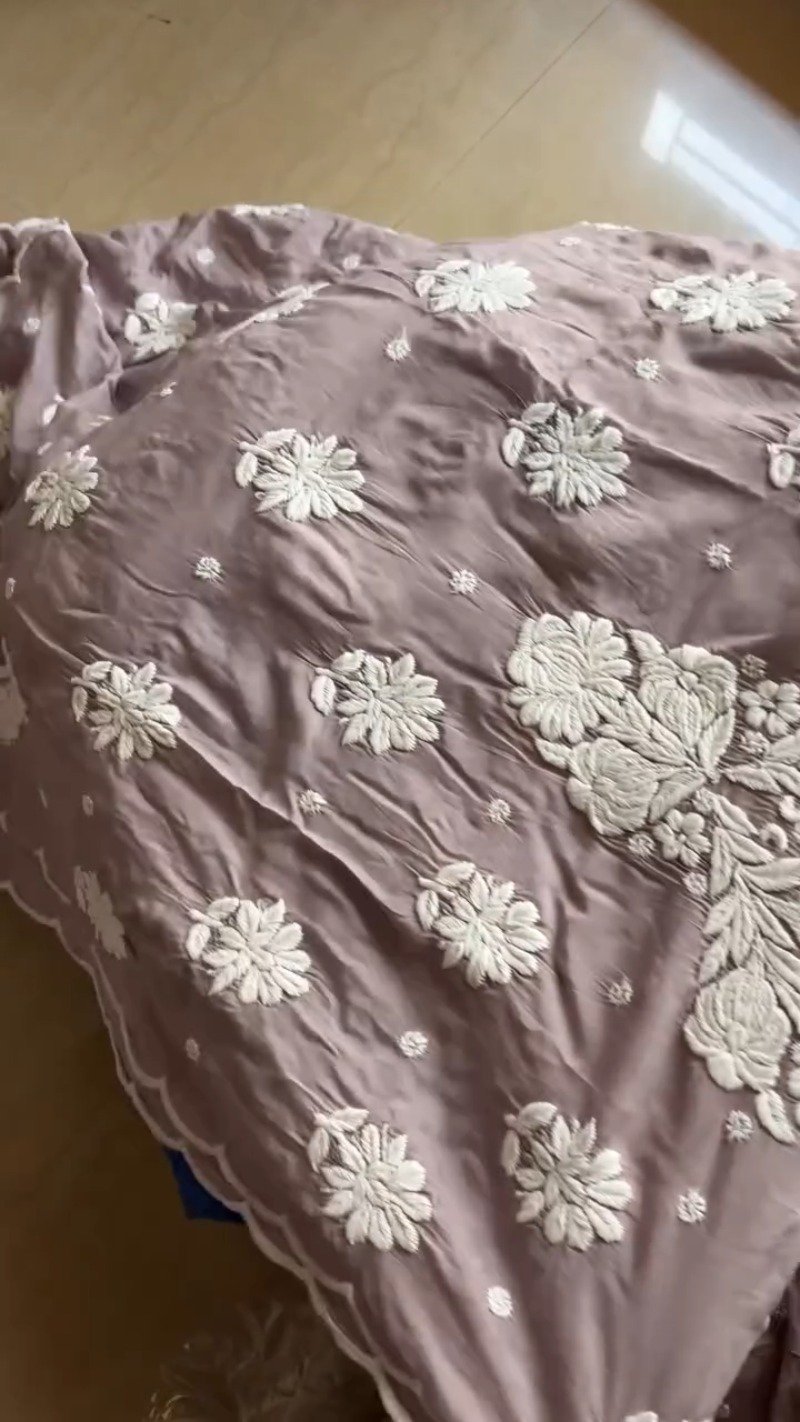 Chikankari Floral Hand-Embroidered Kurta β Available in Rust & Dusty Mauve - Image 3
