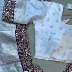 Ivory & Plum Regal Brocade Co-ord Set with Scalloped Zari Detailing
