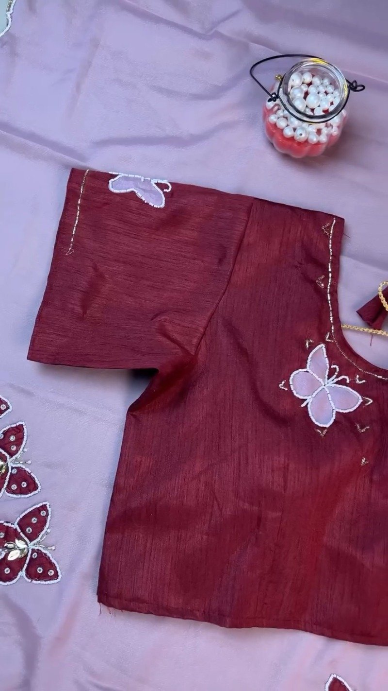 Enchanting Butterfly Embellished Kurta Set β Available in Deep Crimson & Soft Mauve - Image 3