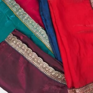 Royal Velvet Embroidered Blouse and Shimmer Saree Ensemble โ Available in Wine, Midnight Blue, Emerald Green, Mustard Yellow & Red