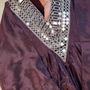 Deep Plum Mirror-Embellished Silk Kurta Set