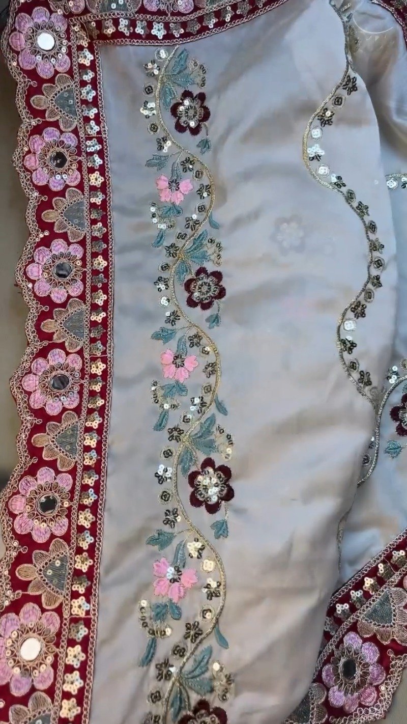 Regal Maroon & Soft Cream Embroidered Saree Ensemble β Available in Maroon & Cream - Image 6