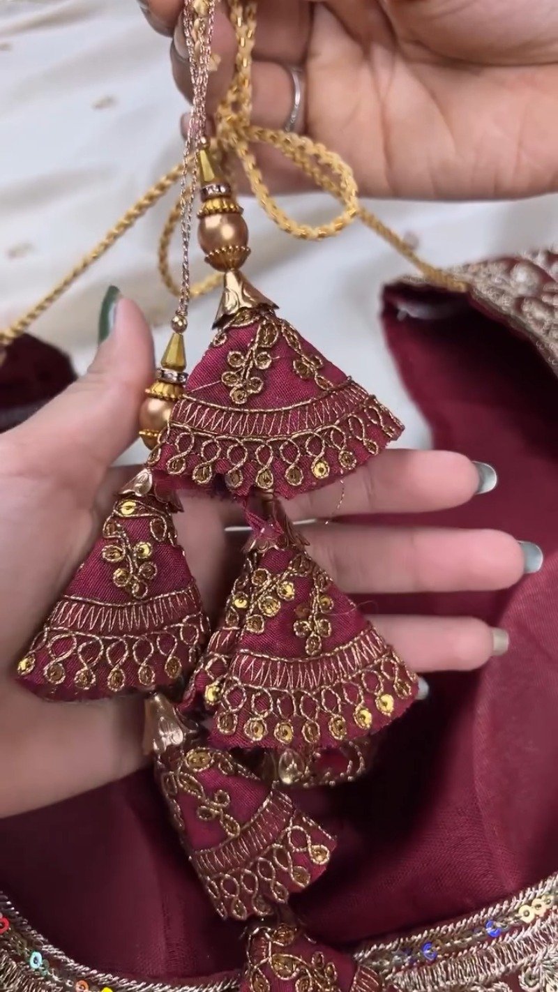 Midnight Maroon & Ivory Royal Embroidered Saree Set β Available in Maroon & Ivory - Image 6
