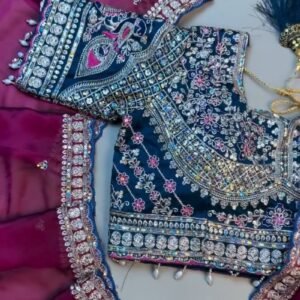 Opulent Velvet & Silk Blend Designer Lehenga Set – Available in Midnight Blue & Royal Wine