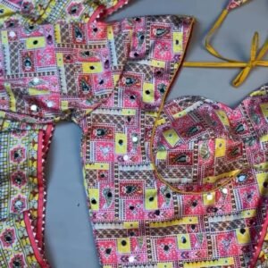 Vibrant Rajasthani Bandhani Inspired Mirror-Work Blouse and Lehenga Set