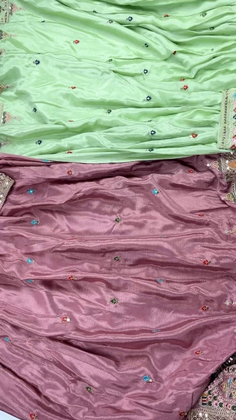 Elegant Mirror-Work Anarkali Kurta Set β Available in Sage Green & Mauve Pink - Image 5