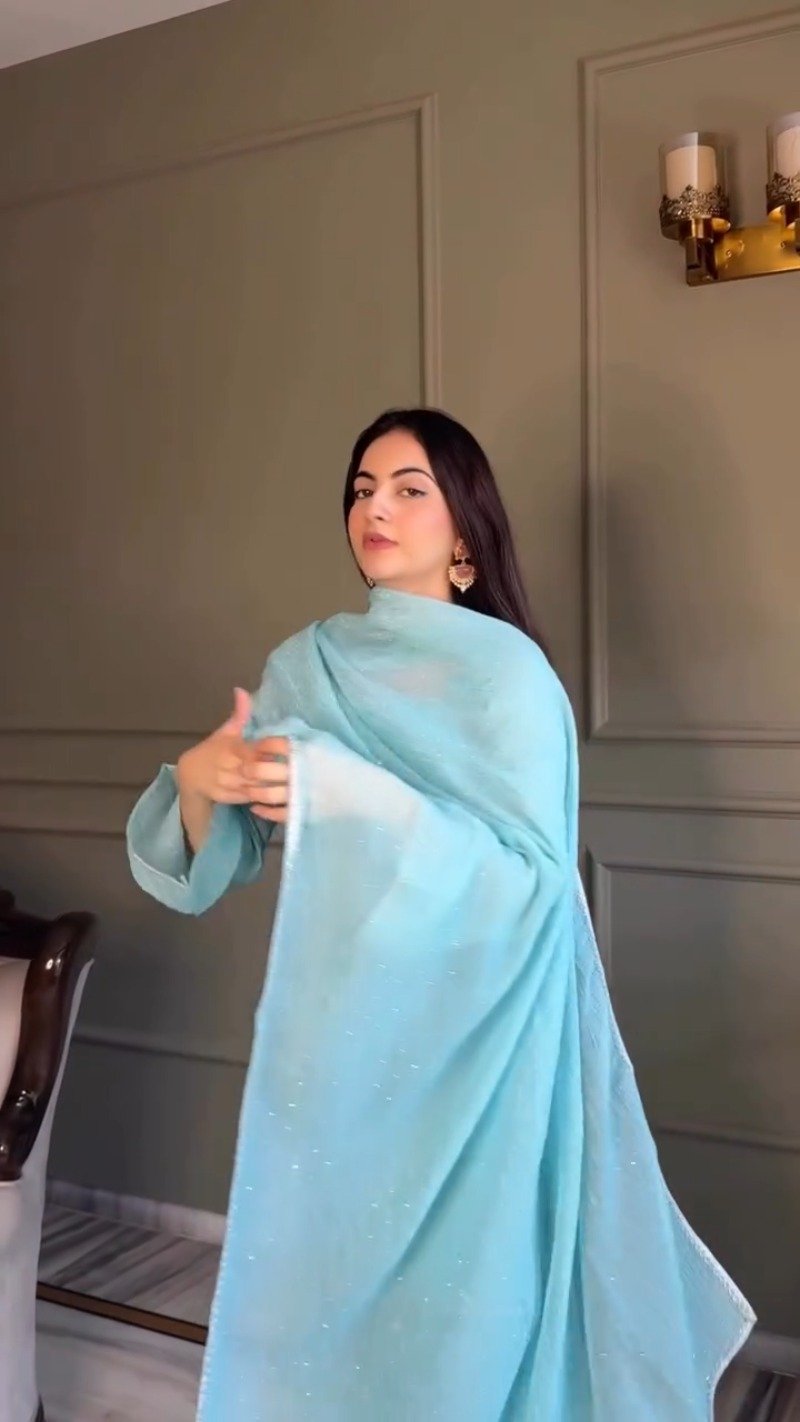 Minimalist Embellished Kurta Set โ Available in Serene Aqua & Pastel Lilac - Image 5