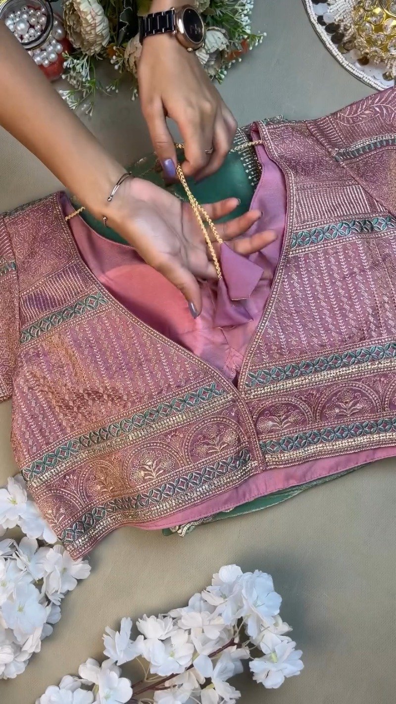 Enchanting Lavender & Mint Embroidered Ethnic Ensemble β Available in Lavender & Mint - Image 5