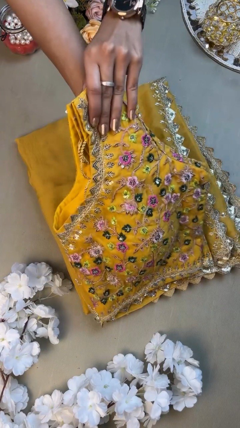 Sunshine Radiance Embroidered Silk Kurta & Dupatta Set - Image 2