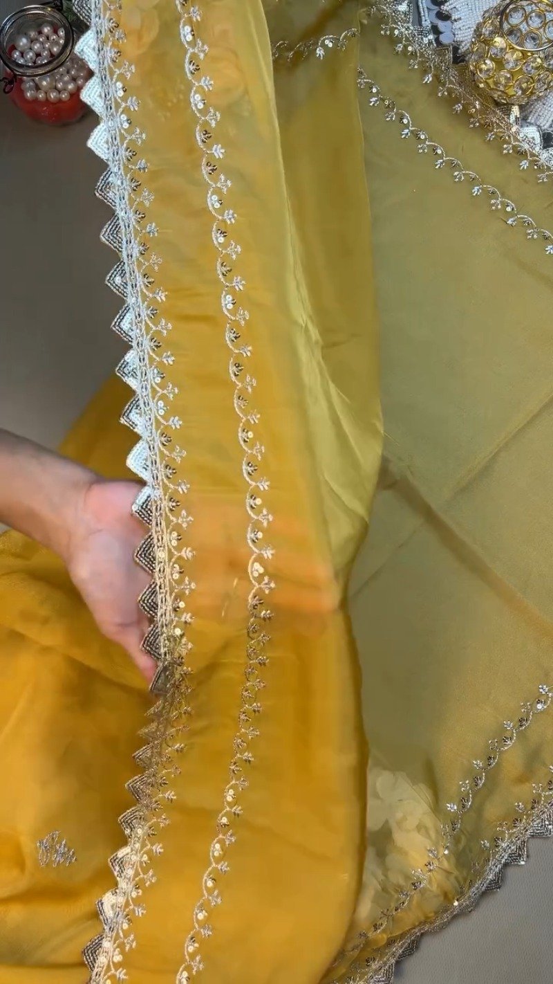 Sunshine Radiance Embroidered Silk Kurta & Dupatta Set - Image 6