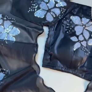 Midnight Bloom Sequin-Embellished Saree Set