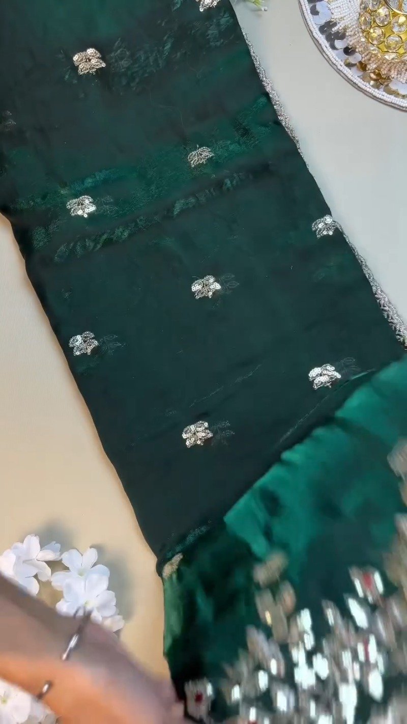 Midnight Emerald Embroidered Silk Blouse β A Timeless Ethnic Essential - Image 5