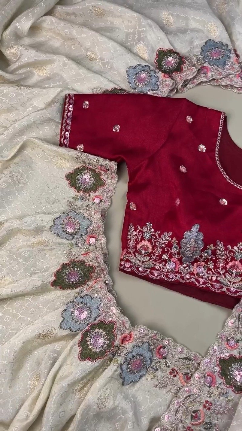 Opulent Floral Embroidered Ethnic Suit Set โ Available in Deep Crimson & Classic Ivory