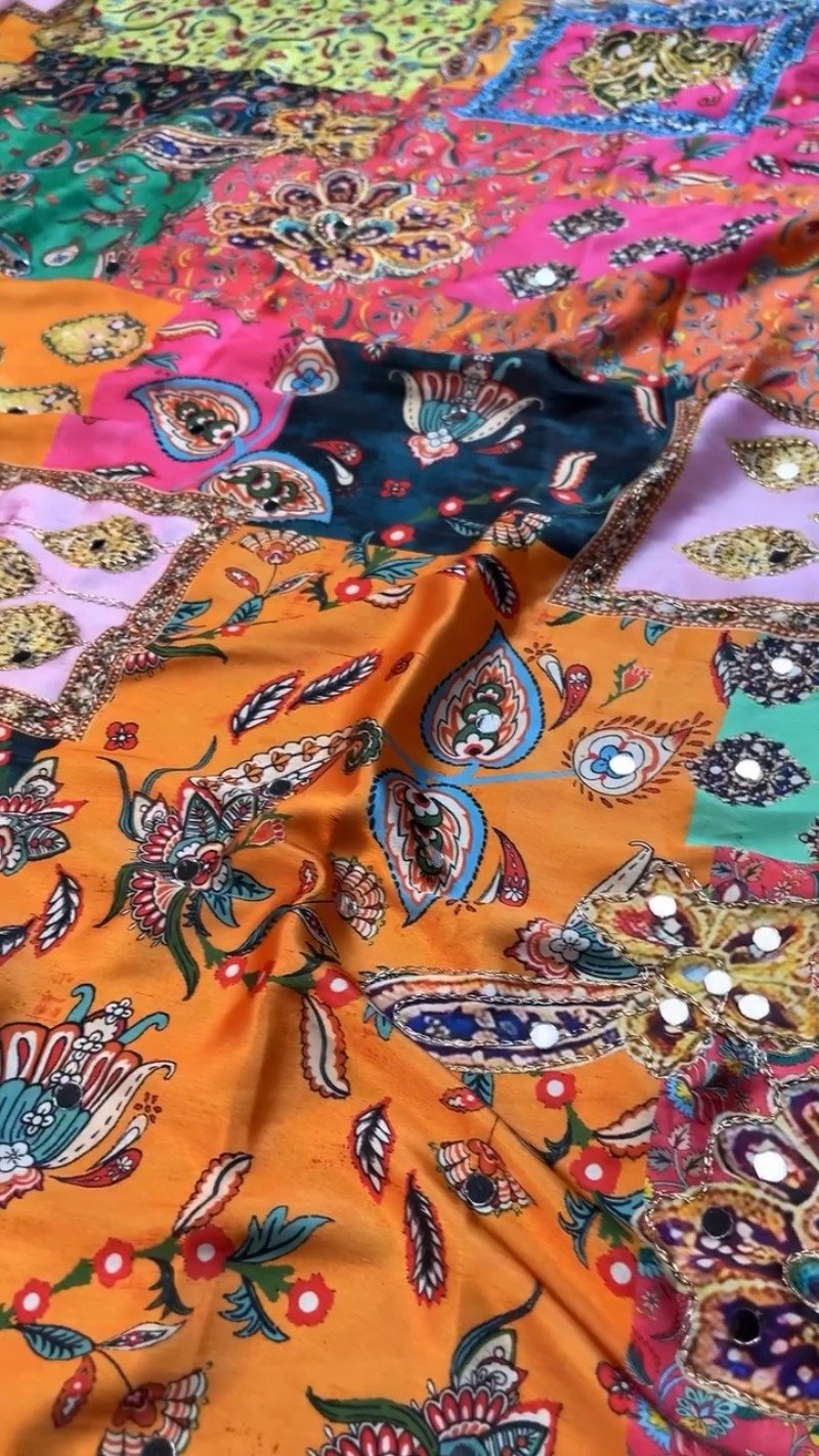 Vibrant Bohemian Mirror-Work Co-ord Set – Available in Multicoloured & Teal Accents - Image 5