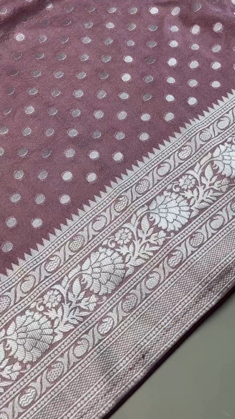 Regal Plum Zari-Woven Banarasi Saree with Hand-Embroidered Sequin Blouse - Image 5
