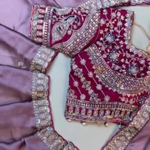 Enchanting Mauve & Royal Burgundy Embellished Saree Set