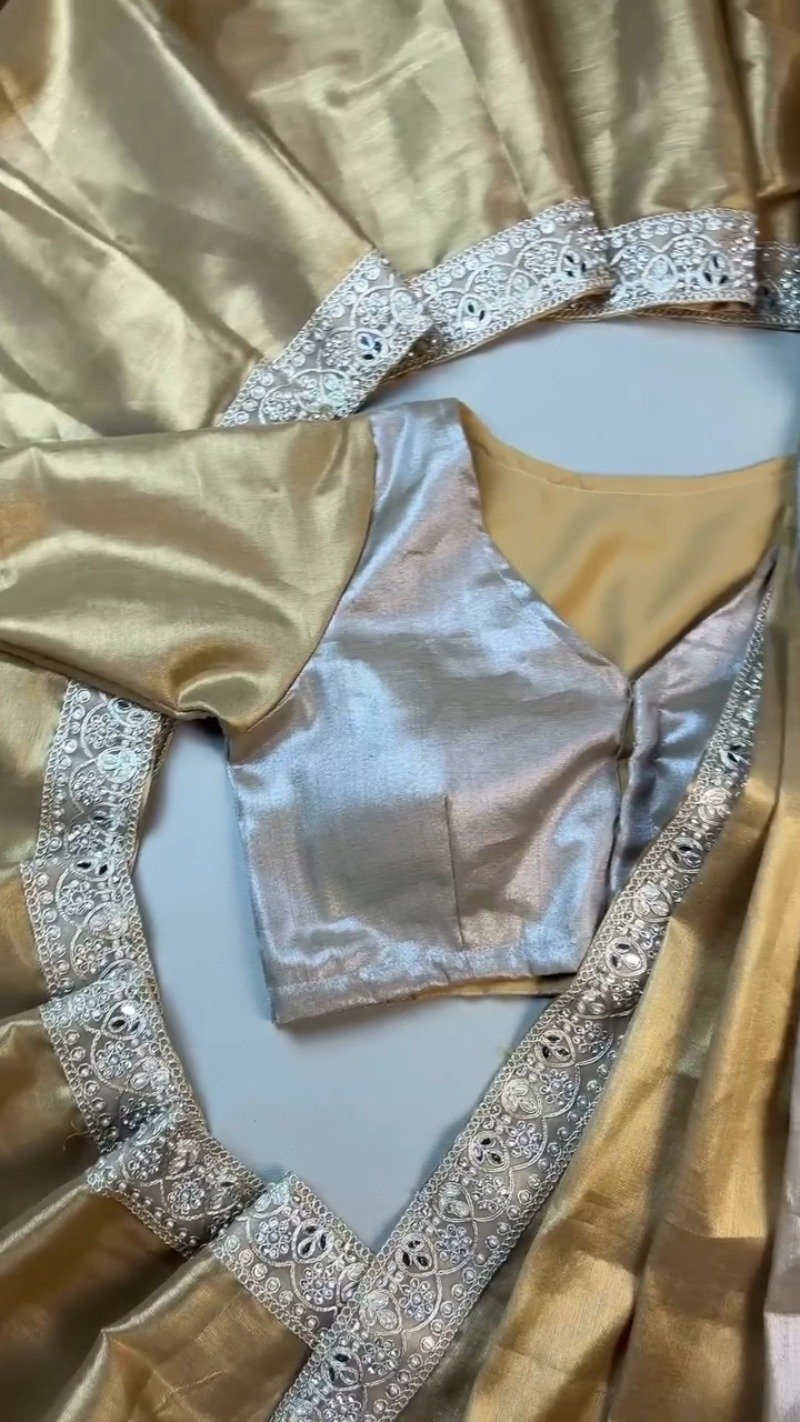 Opulent Gilded Silk & Metallic Shimmer Ethnic Ensemble β Available in Gold & Silver-Gold