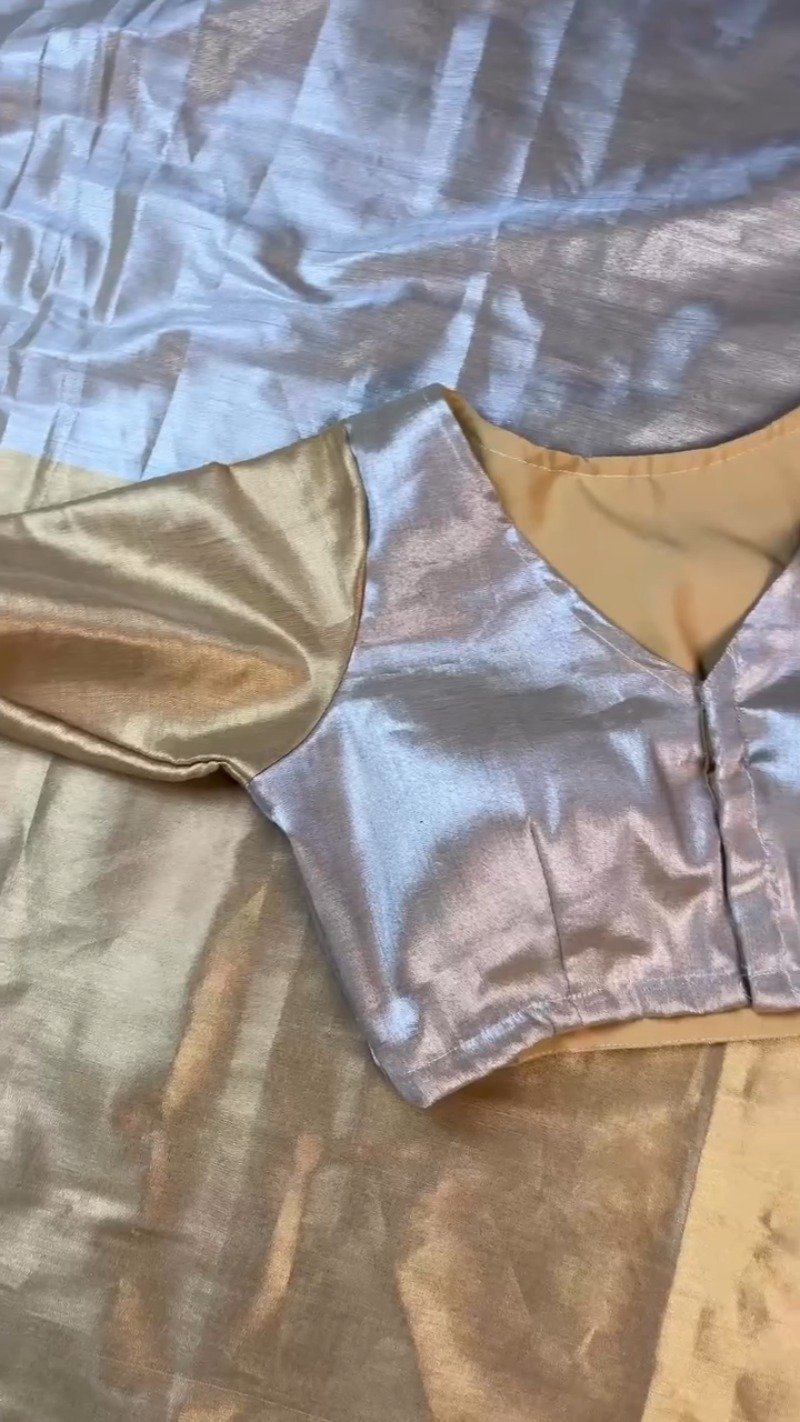 Opulent Gilded Silk & Metallic Shimmer Ethnic Ensemble β Available in Gold & Silver-Gold - Image 5