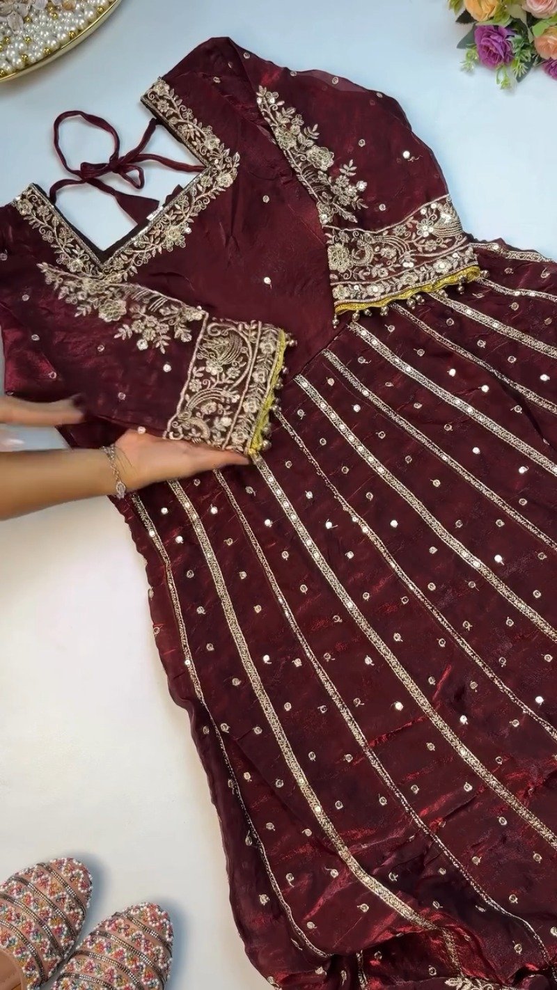 Regal Embroidered Silk Kurta & Dupatta Ensemble β Available in Burgundy & Midnight Black - Image 2