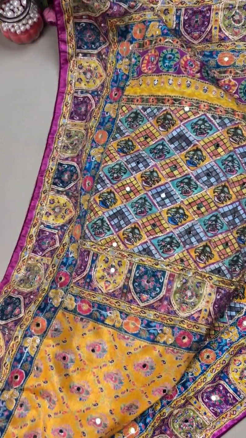Vibrant Multicoloured Rajasthani Patola-Inspired Silk Lehenga Set โ Available in Radiant Yellow & Royal Magenta - Image 2