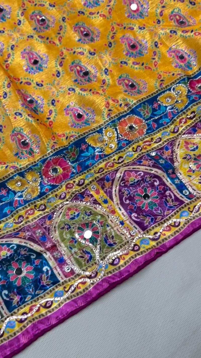 Vibrant Multicoloured Rajasthani Patola-Inspired Silk Lehenga Set โ Available in Radiant Yellow & Royal Magenta - Image 3