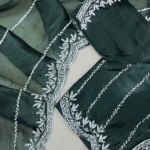 Midnight Emerald Shimmer Embellished Kurta Set