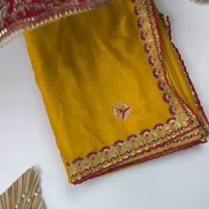 Sunshine Radiance Embroidered Saree with Heavily Embellished Blouse – Available in Radiant Yellow & Deep Red
